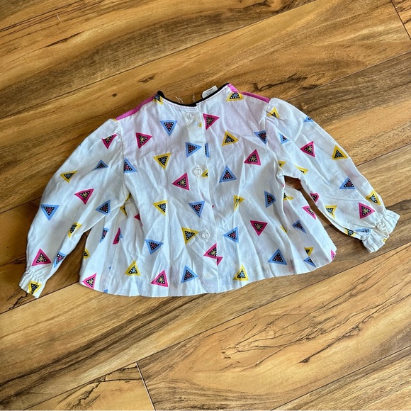 Vintage Pastel Triangle Geometric Print Toddler Blouse, 12 months, Made in USA - Picture 3 of 7
